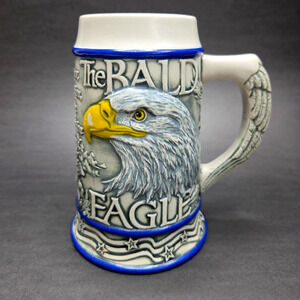 Bald Eagle Beer Stein 20oz Mug Tom O'Brien 2000 Ceramic 3D Ceramarte Brazil